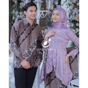 Couple Kebaya Batik Nude Series Baju Tunangan Modern Laffeya
