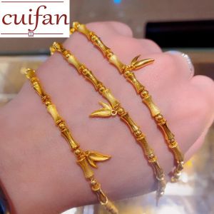 สร้อยข้อมือทองคำแท้อิตาลี 18k สร้อยข้อมือไม้ไผ่ 14g ชุบทอง 99.9%