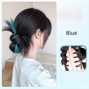 GOODOO สังเคราะห์สังเคราะห์สังเคราะห์ คลิปกรงเล็บผม โบว์น๊อต พร้อมไฮไลท์ วิกผมผม ขนปุยฟู คลิปวิกผม สำหรับผู้หญิง