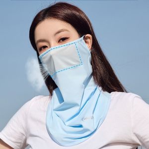 KISSCAT ปรับได้ปรับได้ ที่คลุมหน้า เดินป่าหน้า มาส์กหน้า Gini ผ้าพันคอใบหน้า สีทึบทึบ ป้องกันรังสียูวี การป้องกันแสงแดด มีฝาปิดคอ คอผู้หญิง ตกปลาชาย ผ้าไหมน้ำแข็งน้ำแข็ง กันแดดฤดูร้อน