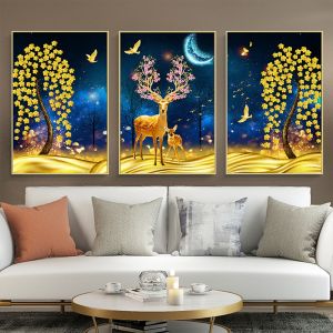 Tranh gắn đá đính kín toàn bộ Hưu Եài Lộc Dưới Trăng