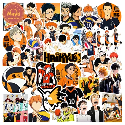 MUYA 50pcs Haikyuu Stickers Waterproof Japanese Anime Vinyl Stickers for Laptop