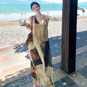 Women Halter V‑Neck Tank Maxi Dress 2026 Summer New Sleeveless Elegant Casual Long Dress