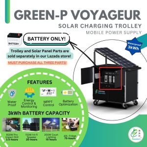 Green-P Voyageur (Battery Only) Solar Charging Trolley 3kWh Battery 2000W 220V Portable Waterproof Mobile Power Station for Outdoor Event Camping Tourism