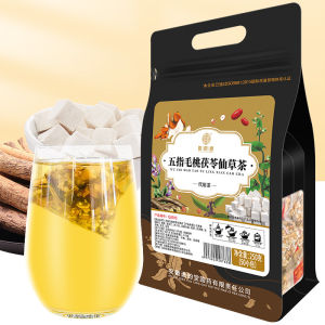 [SG READY STOCK] Five-Finger Peach Poria Jelly Grass Tea/Remove Dampness (250g/50BAGS)  Five-Fingered Peach and Poria Grass Jelly Tea   Poria Coix Seed and Dried Tangerine Peel Bulk Pack  -  Clearing Away Heat and Detoxification  Remov