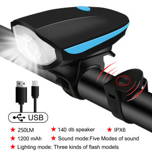 【Boutique & Stock】đèn Xe Đạp Có Còi Đèn Flash Bộ Sạc LED USB Đèn Xe Đạp Chống Nước Đèn Pha Xe Đạp Phía Trước