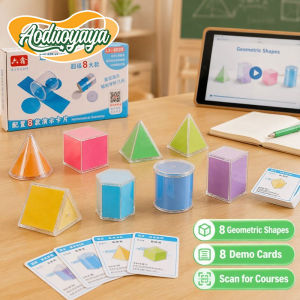 Aoduoyaya 8pcs Solids Geometric Shapes Model Teaching Aids Toy Alat Bantu Mengajar Bentuk Geometri Set