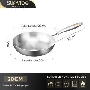 SUPVIBE Stainless Steel Induction 24cm/26cm/28cm Fry Pan Non-Stick Stainless Steel Induction Pan  Wok Electric Stove Pan