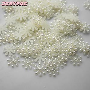 JCSYFAC 100 × bông tuyết flatback ngọc trai embellishments giáng sinh Craft DIY công cụ