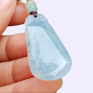 High Quality Light Lavender with Light Green Patches Natural Type A Jadeite Pendant crafted with nothing certificate weigh 5.15 grams measurement 39.3 * 18.3 * 3.8 mm (pendant398)