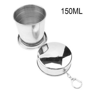 [Ready Stock] Original Portable Stainless Steel Folding Cup 75ml/150ml/250ml Portable Outdoor Travel Foldable Coffee Mug Retractable Mountaineering Camping Water Wine Glass Wine Jug