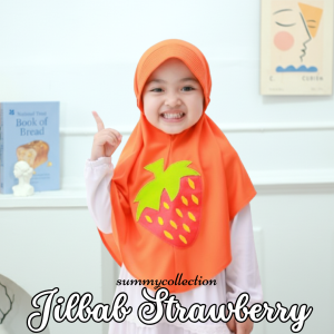 Hijab Anak 3 4 5 6 Tahun Motif Strawberry Jilbab Anak Perempuan Kerudung Karakter TK PAUD