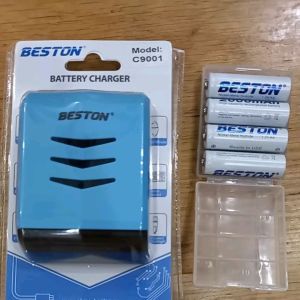 Combo 4 pin sạc Beston 1.2V AA 2000mAh kèm sạc 4 khe ( cổng) C9001 sạc nhanh tự ngắt có màn hình LCD hiện dung lượng pin khi sạc