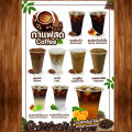 (กาแฟสด) ป้ายเมนูราคาถูก ขนาด A4 เคลือบใสแข็งกันน้ำ. 