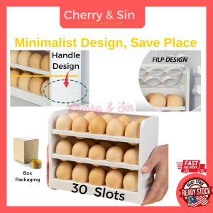 【U&I】🌟30 slots Egg Storage Box🌟Creative Flip Multi-Layer Large Capacity Bekas Simpan Telur household kitchen