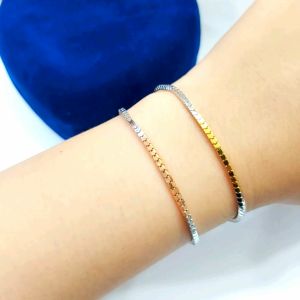 Gelang Perak Asli Silver 925 Lapis Emas Model Milano kaca Kombinasi Model Emas - Perhiasan Perak