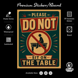 Please Do Not Sit on the Table. Sticker Sign Signboard Board Signage Notice. No Sitting on Snooker Pool Billiard Table.