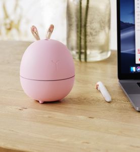 Máy Làm Ẩm Không Khí Cổng USB Tai Thỏ Mini 260ml Kèm Đèn LED Phun SươngTỏa Hương Thơm Siêu Âm Khuếch Tán Tinh Dầu