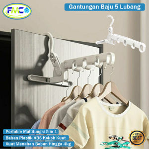 Gantungan Baju 5 Lubang Rak Cantolan Lipat Gantung Hanger Pakaian 5in1 Gantungan Baju Pintu Laci Tanpa Paku Multifungsi Praktis Gantungan Celana Handuk Kuat Stand Hanger Baju
