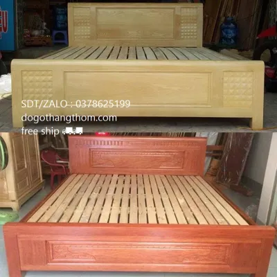 giường ngủ gỗ sồi 1m6x2m nhận hàng thanh toán