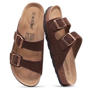 Crestar Womens Clogs Sandals Fashion Anti-Skid Cork Footbed Slides With Adjustable Double Buckle Lady Cozy Casual Beach Slipper2026