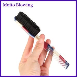Moito แปรงหวีคอสำหรับช่างตัดผมแบบมืออาชีพสองด้านที่โกนหนวดเคราแปรงปัดฝุ่นแปรงทำความสะอาดหวีตัดผม