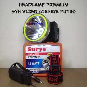 Senter Kepala Surya LED SYH-V125R 12W Premium Cahaya Putih Headlamp Rechargeable Original.