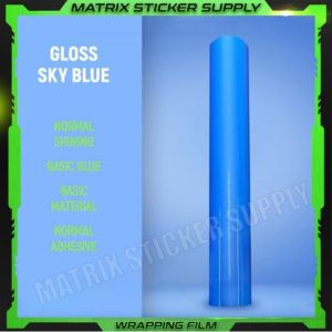 PREMIUM GLOSSY SKY BLUE STICKER KERETA(152CM-Custom)Pelekat Sticker kilat wrapping full body vinyl wrap film car sticker