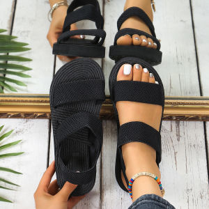 [Free Shipping] New WomenS Summer Sandals Fashionable For Outdoor Wear With A Wedge Heel And Flat Sole Featuring A Faux Rope Design Suitable For Students And Comfortable For The Beach Or Seaside