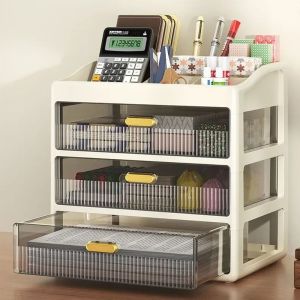 ZENGD Plastic Drawer Storage Box with Drawer Transparent Cosmetic Storage Box Creative Space Saving Desk Organiser Bedroom