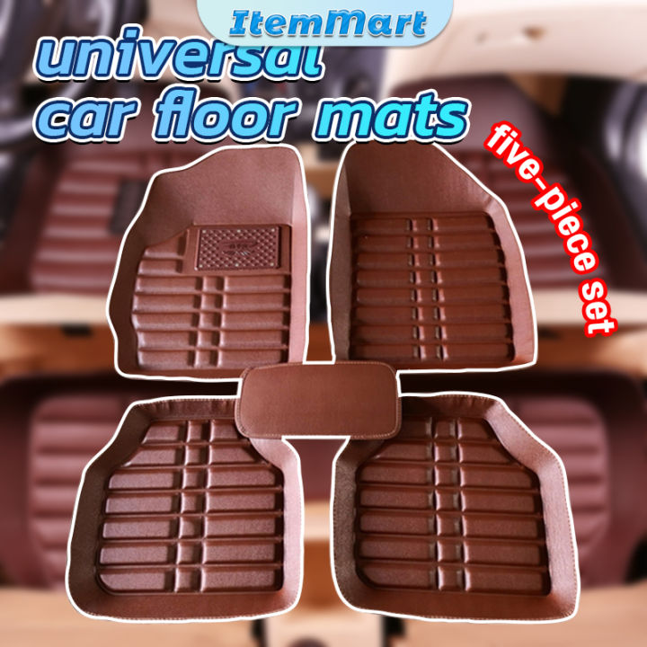 ItemMart 5 Pcs/ Set Universal Car Auto Floor Mats Floor Liner Pu