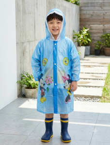 Cartoon Waterproof Kids Raincoat High Quality Poncho With Inflatable Brim Hood Boys Girls Outdoor