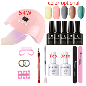 Nail Art Set Full Set 54W Nail UV Lamp Set Gel Nail Polish Set Nude Nail Polish Include Top Base Coat Set Quick Drying Gel Nail Art Tools