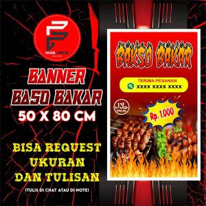 Banner baso Bakar / Spanduk Baso Bakar / Spanduk Jajanan / Spanduk makanan Ukuran 50 x 80 cm