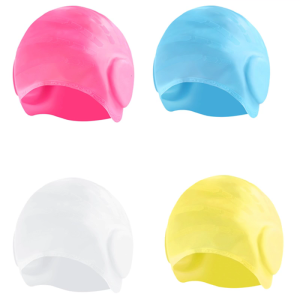 Quickly Fit Nonslip Silicone Swimming Caps Ear Protections Sport Training Accessory Fashion Swim Caps Silicone Texture