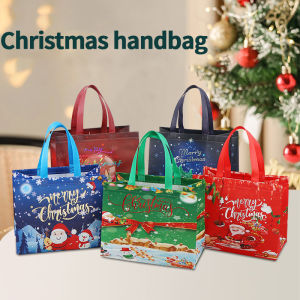 2PCS Merry Christmas Gift Bags Foldable Christmas Gifts Tote Bags Santa Claus Snowman Pattern Gift Packaging Handbags Christmas New Year Decor