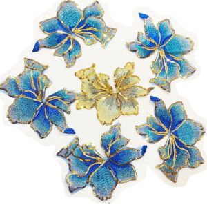 NOBLELYN Sew on Flower Applique DIY Big Sequin Embroidered Applique Creative Mesh Applique 3D Flower Embroidery Patches