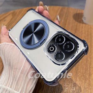 Giá đỡ từ tính mạ chống va đập xoay 360 ° Vỏ trong suốt cho Funda Huawei Honor X7C X7B HonorX7C X7 C B Vỏ mềm