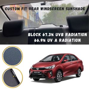 Perodua Bezza Rear Windscreen Sunshade Block 67.3% UVB & 66.9% UVA radiation.