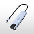 DMES DH5 Type-C 5 in 1 Multi Function USB Hub Adapter with Expansion Port USB 3.0 Port x2 / HDMI Port x1 / Type-C PD x1, Type C to HDMI Converter Adapter, Type C to LAN Converter, USB C Charging Hub. 