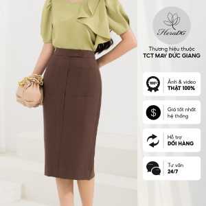 [Voucher 15% MOV 199K cap 100K  Chân váy ôm công sở HeraDG thiết kế túi ốp diễu chỉ dọc thân giúp lên dáng thon gọn chất liệu Tuytsi cao cấp SJPBC6020
