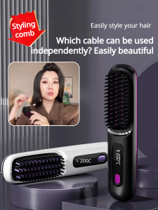 Sisir Pemanas Keramik USB Pengisi Daya Rambut Lurus Tanpa Kabel Portabel 7.4V Sisir Pemanas Keramik Tanpa Kabel LCD / 2-in-1 Sisir Elektrik Tanpa Kabel USB Pengisi Daya Portabel