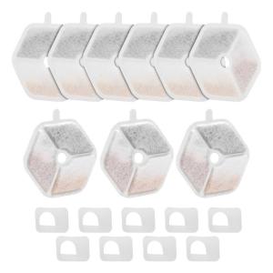 9Pieces Filter and 9Pieces Sponges Set for Wireless Cats Dog Drinking Water Fountain Replacement Filters Accessories