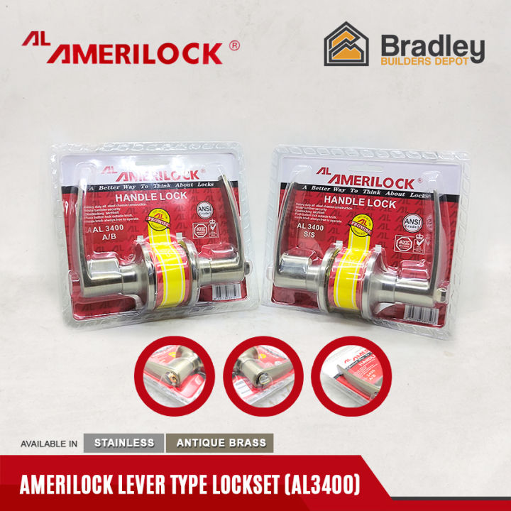 Amerilock Lever Type Lockset (AL3400) Antique brass or Stainless ...