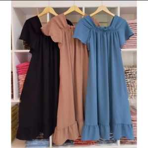 daster fuji korean style wanita dewasa daster kerut dada jumbo dress cringkle laura premium murah