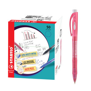 STABILO Stationery 348 liner Ballpoint Pen 0.7mm in Black Blue Red - Box of 50 - Smooth Writting