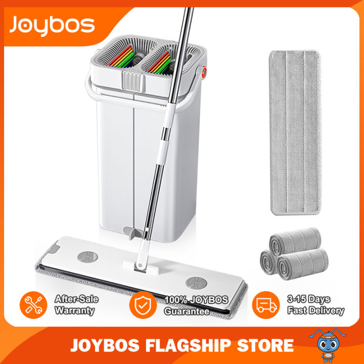 Joybos Mop with Bucket and Squeeze,Hand Free Flat Floor Mop and Bucket Multifunction Microfiber