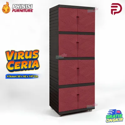LEMARI SERBAGUNA 4 SUSUN PENGHEMAT TEMPAT KINGDOM VIRUS UKURAN LENGKAP - LEMARI PAKAIAN