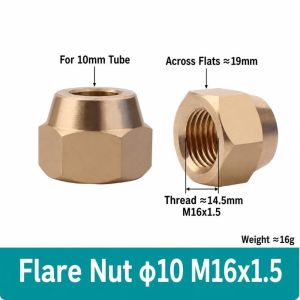 MUMU Chủ đề đo lường Đai ốc loe Hex Đồng thau Đai ốc bằng đồng thau Khả năng bịt kín cao Vàng Khớp nối ống Máy điều hòa không khí