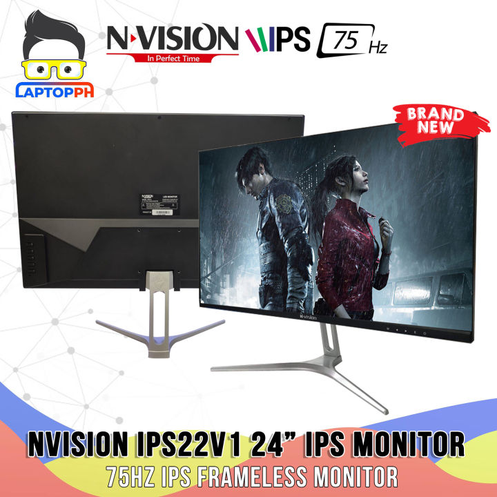 Nvision IP24V1 24Inches 75hz 5ms 1080p IPS Borderless Frameless for Gaming Monitor Stream Personal Office Use
